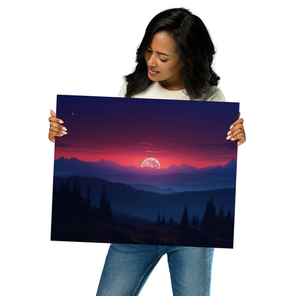 Crimson Moonrise - Matte Poster