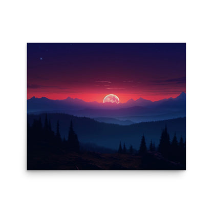 Crimson Moonrise - Matte Poster