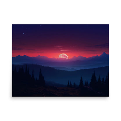 Crimson Moonrise - Matte Poster