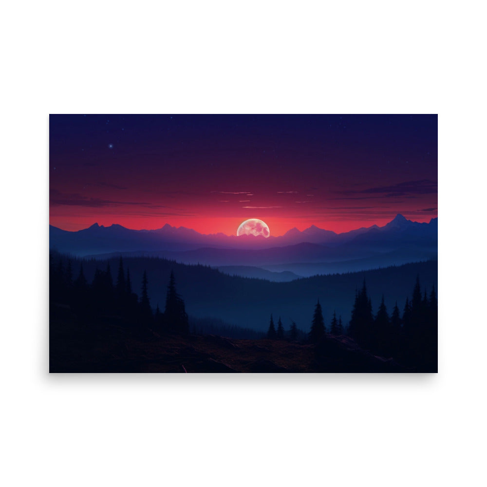 Crimson Moonrise - Matte Poster